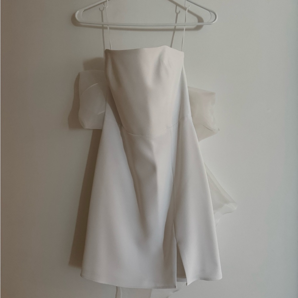 Park & Fifth White Strapless Backless Mini Dress with Bow - Picture 3 of 5